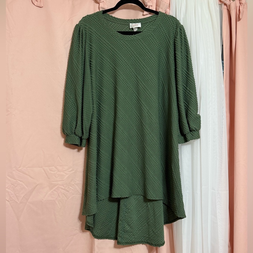 Elegant Green Textured shirt and skirt
